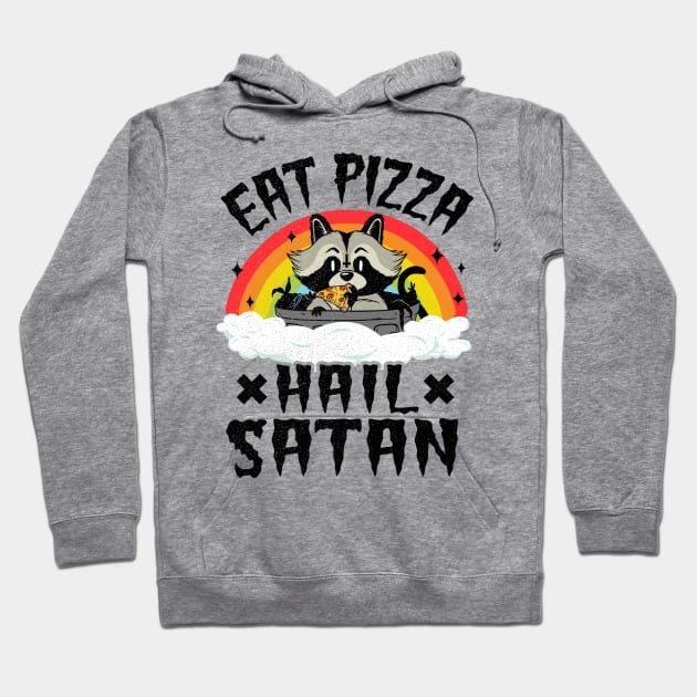 Eat Pizza Hail Satan Funny Death Metal Hoodie by Kuehni